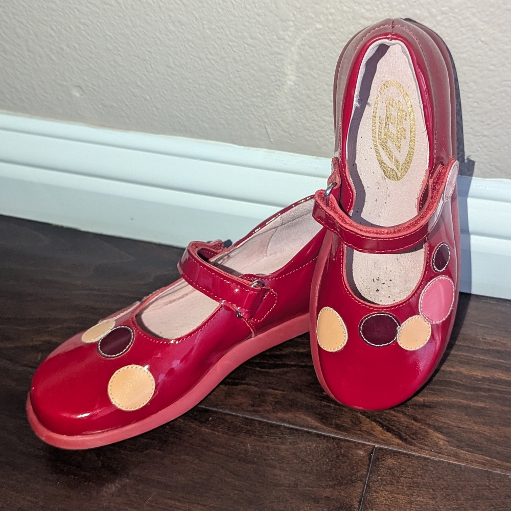 French Red Mary Jane's - Made in FRANCE - girls size 31 (or 12/13 US)